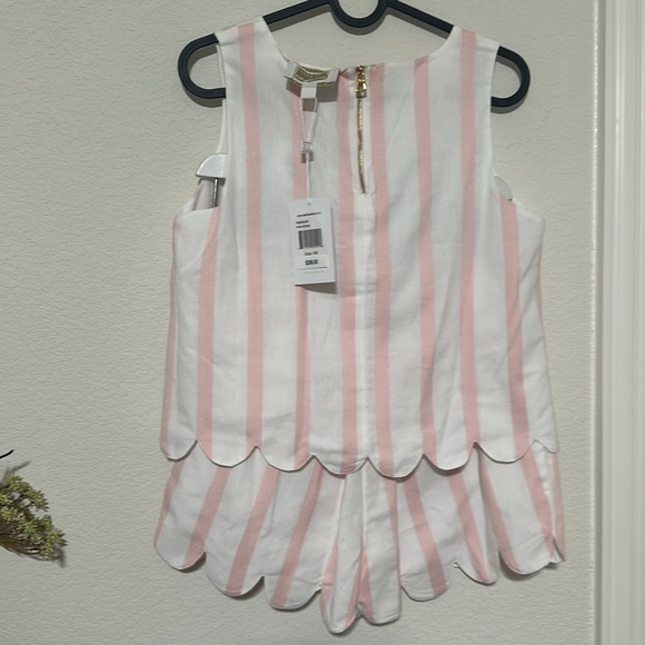 NWT SAIL TO SABLE Blush Stripe Scalloped Short Set - Picture 9 of 9